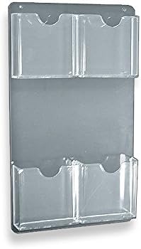 Azar Displays 252063 9.5" W x 16" H Four Pocket Wall Mount Brochure Holder (2 Pack)