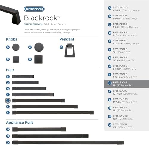 Amerock 8" Blackrock Oil-Rubbed Bronze Drawer Pull