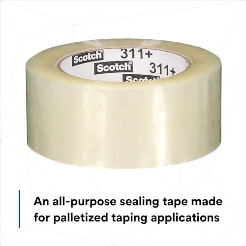 Scotch High Tack Box Sealing Tape 311+, Cold Shipping, Freezer Storage, Clear Color, 48 mm x 100 m, 36/Case