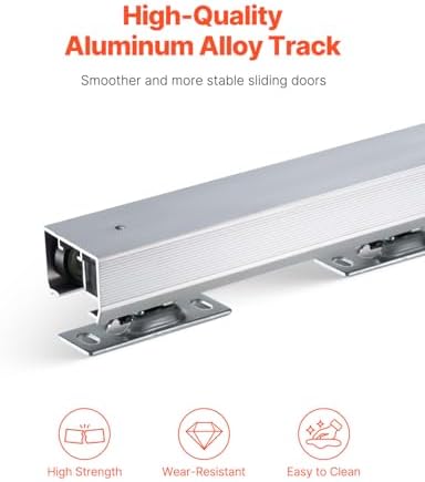 VEVOR Sliding Pocket Door Hardware Track Kit, 4.73 ft Heavy Duty Pocket Door Hardware Kit, Commercial Grade Pocket Door Hardware and Track Set for 24"-30" Wide Single Door