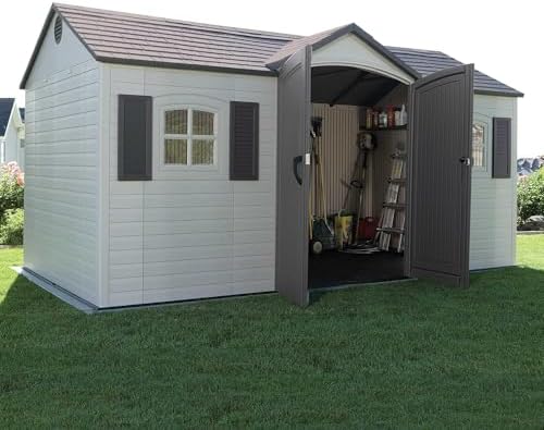Lifetime 6446 Outdoor Storage Shed, 8 x 15 Foot, Desert Sand
