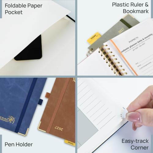 POPRUN Daily Planner 2027 One Page Per Day, 6" x 8.5", Day Calendar Book