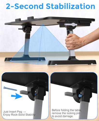 HETTHI Bed Laptop Table Adjustable Foldable Laptop Stand 22.04×12.2in Black