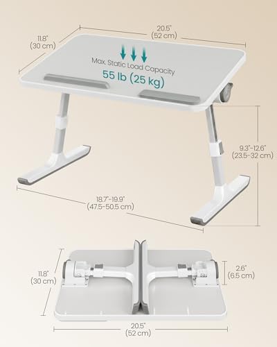 SONGMICS Laptop Bed Desk, Adjustable Lap Desk for Bed with 6 Heights
