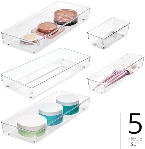 iDesign 5-Piece Kitchen Drawer Organizer Set, Clear