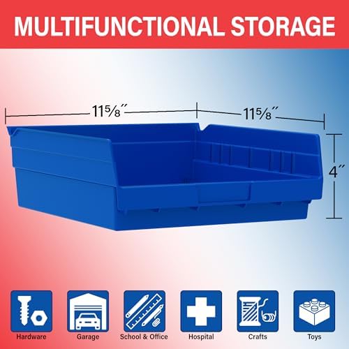 Akro-Mils 30170 Heavy Duty Plastic Shelf Bins, 12"x 11"x 4", Clear, 12-Pk