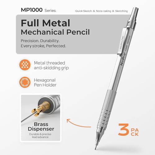 Nicpro 0.9 mm Metal Mechanical Pencil Set with Case