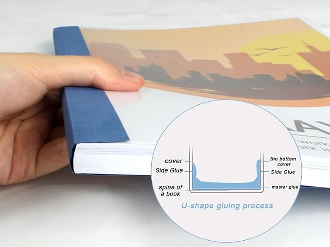 RAYSON Thermal Binding Covers, Letter Size Blue Binding Presentation Cover, Mixed Spines Size 1/16in, 1/8in, 3/16in, 1/4in, 1/2in Multi-Pack of 25