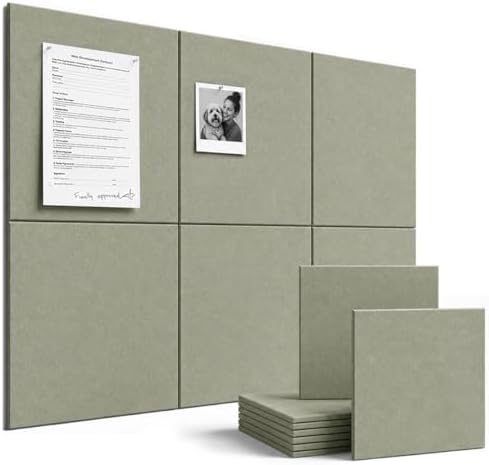 SIOLOC Felt Bulletin Board Tiles, 6 Pack Sage Green Cork Board Alternative for Walls, 36 x 24 in Felt Wall Tiles, Large Push Pin Board for Home Office, Classroom, Dorm Decor