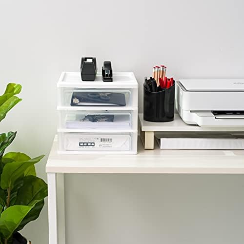 IRIS USA 2-Pack, 3-Drawer Medium Plastic Stacking Desktop Organizer, White