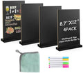 EHWINE Chalkboard Easel Sign Set, 4 Pack 8.7 x 12 Inch Double-Sided Wooden Boards with Acrylic Base, Chalk Markers Included, for Wedding, Restaurant, Tabletop Menu Display, Party and Event Decor