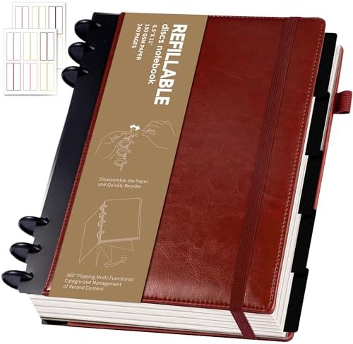 Yoment Refillable Notebooks for Work 5 Subject with Removable Dividers Tabs