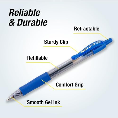 PILOT G2 Premium Gel Roller Pens, Blue Ink Pens Bold Point, Pack of 14