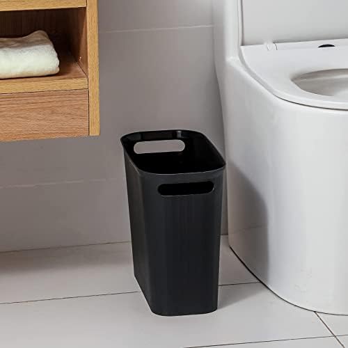 Small Bathroom Trash Can 3.5 Gallon Slim Plastic Garbage Can, Black