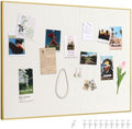 SELEAD Linen Bulletin Board 24” x 18” - Golden Aluminum Frame, Beige Fabric