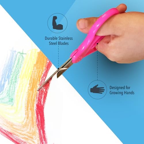Westcott 5" Hard Handle Kids Scissors, Blunt, Assorted Colors, 2-Pack