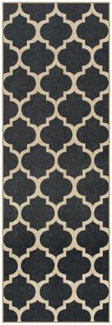 Lahome Moroccan Easy Jute Runner Rug 2x6, Black Outdoor Washable Runner Rugs for Porch Kitchen, Geometric Trellis Woven Long Carpet for Laundry, Thin Non Slip Farmhouse Porch Decor