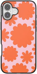 PopSockets iPhone 16 Plus Phone Case with MagSafe- Floating Florals | Magnetic, Wireless Charging, Camera & Drop Protection, Hot Pink, Flower, Floral