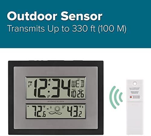 La Crosse Technology 512-65937 Black Atomic Digital Clock with Temperature