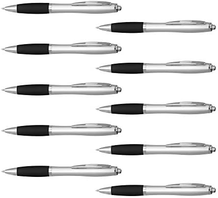 DISCOUNT PROMOS Colored Grip Gel Pens Set of 10, Bulk Pack - Great for Office, School, Business, Tradeshows, Events - BlackBI