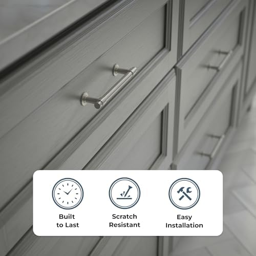 Franklin Brass Francisco (10-Pack) Cabinet Handles 4" Hole Center Pulls | Satin Nickel Hardware for Kitchen Drawers, Dressers, Furniture P29617K-SN-B
