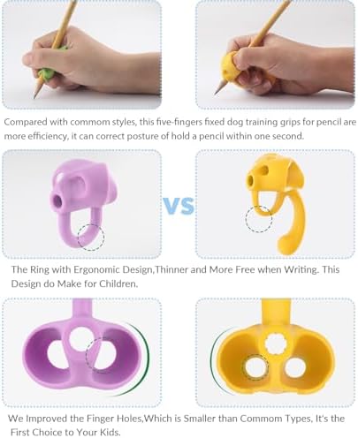 Firesara Training Grips for Kids Handwriting Top Class and Two Sizes Aid Grip Trainer Posture Correction Finger Grip for Kids, Adults, Arthritis Designed for Righties or Lefties(4Standard+2Large)