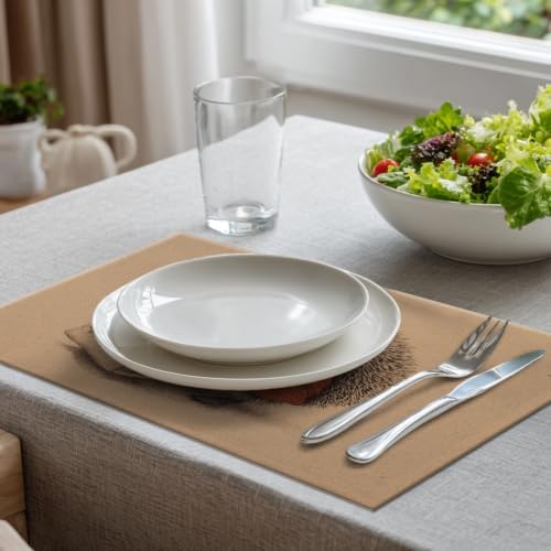 Batmerry Hedgehog Delivery Mail Placemats, Cute with Bag Washable Linen Table Mats for Kitchen Table Double Insulation Decor Dining Set Indoor Outdoor 12X18 in Set of 8