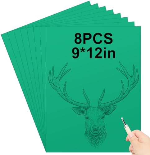 Yeaqee 8 Pcs 9 x 12 Inch Linoleum Blocks for Printmaking, Green