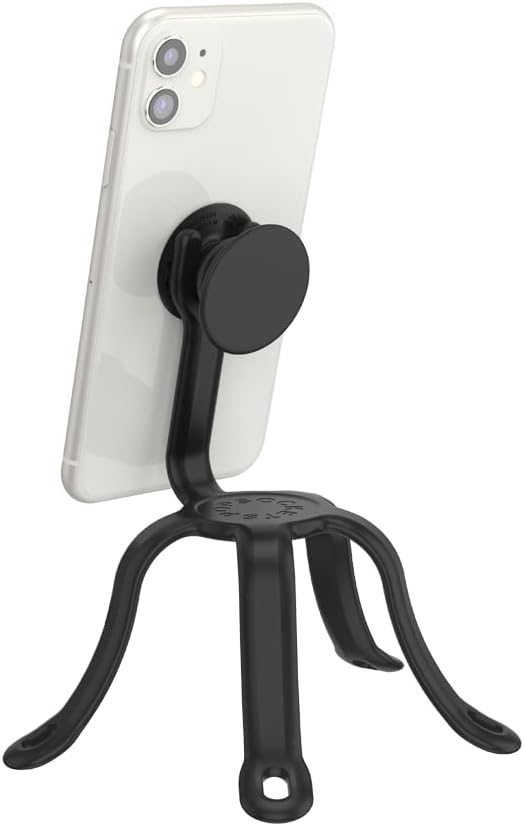 PopSockets Flexible Phone Mount & Stand- Black | Flex Mount & Tripod, Content Creators, Hands-Free, Black, Electronic Accessories, For iPad/Kindle/iPhone/Android