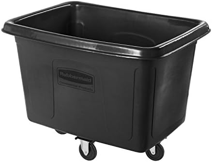 Rubbermaid Commercial Products Bulk Cube Truck with Wheels 14 Cu. Ft. Black Transport up to 500 lb. of Waste/Laundry/Linen/Supply/Packaging Material for Hospital/Hotel/School