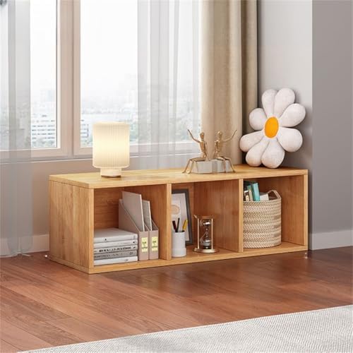 Lateral Filing Lumber Bookshelves Shelves Solid Wood Bookshelf, Floor-standing Storage Rack, Low Bookcase, Cube Storage Unit, Household TV Cabinet, Bay Window Cabinet Natural 38"L x 9"W x 13"H