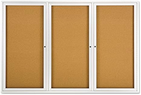 Quartet Bulletin Board, 6' x 4' Enclosed Cork Notice Board, Lockable Swing Doors, Aluminum Frame (2367)