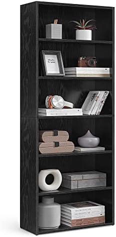 VASAGLE Bookshelf, 23.6 Inches Wide, 6-Tier Open Bookcase with Adjustable Storage Shelves, Floor Standing Unit, Ebony Black ULBC166T56