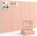 48" x 36" Cork Board Alternative, 12 Pack Felt Bulletin Board Tiles with 30 Adhesive Tabs Wall Push Pin Board for Office Classroom Bedroom Decor