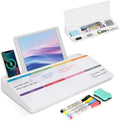 Desktop Glass Whiteboard with Storage, Weekly Calendar Desk White Board