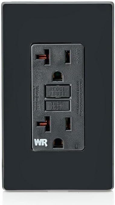 Leviton GFCI Weather-Resistant Outlet, Self Test, Non Tamper-Resistant with LED Indicator Light, Outdoor Locations, GFWR2-E, Black, 20 Amp (Pack of 10)