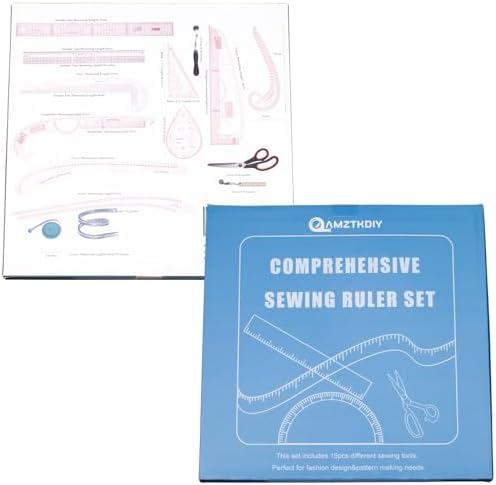 Acrylic Sewing Ruler Set，French Curve Pattern Rulers Kit for Tailors Designers Precision Pattern Making Guides Quilting and DIY Supplies (Ruler Set 4-15Pcs)