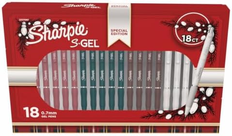 Sharpie S-Gel Pens, Special Edition Gift Pack, Assorted Barrel Colors, Medium Point (0.7mm), Black Ink, 18 Count