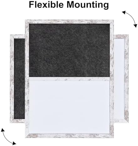 Whiteboard Bulletin Board Dark Gary Felt Board Combo for Office School Kitchen Bedroom, White Wood Frame,17.7"*23.6",Whiteboard+BK-4560WH