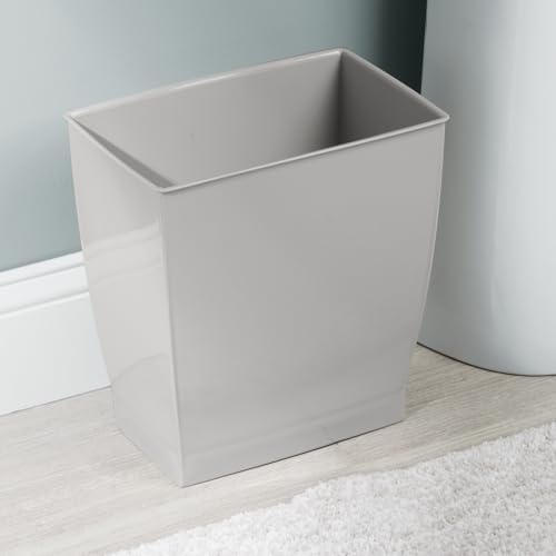 iDesign Small Plastic Bathroom Trash Can, Gray