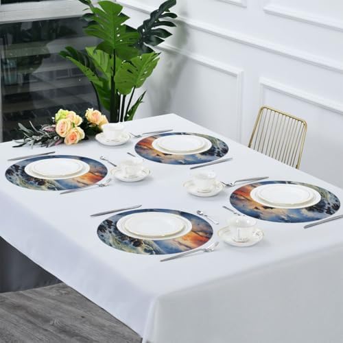 Nautical Lighthouse Round Placemats Set of 4, Table Mats Place Mats