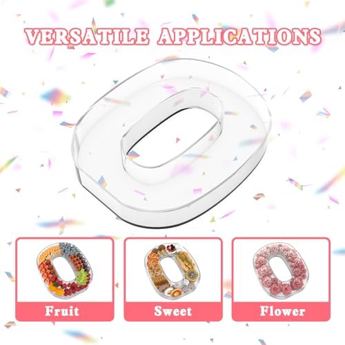 11" Acrylic Number Charcuterie Tray, Fillable Number Charcuterie Box for Food, Reusable Serving Cake Candy Dish Display Tray for Birthday Anniversary Party Decoration (Number 0)