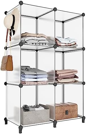 HOMIDEC 6-Cube Storage Organizer, Closet Organizer Storage Shelf Bookcase Bookshelf with Metal Hammer, Storage Cubes Organizer Cabinet for Kids, Closet, Bedroom, Bathroom, (11.8x11.8x11.8 inch)