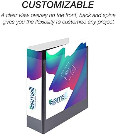 Samsill Durable 4 inch 3 Ring Binder, D Ring Binder, 100% Recycled Chipboard, Black, 2 Pack