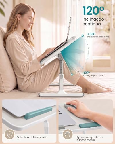SONGMICS Laptop Bed Desk, Adjustable Lap Desk for Bed with 8 Heights