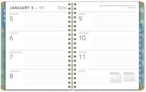 LARGE PRINT HARDCOVER 2026 Planner, 8.5"x11": 14 Months (November 2025 - December 2026), Daily Weekly Monthly Planner, Yearly Agenda, Bookmark, Pocket Folder and Sticky Note Set (Whispering Meadow)