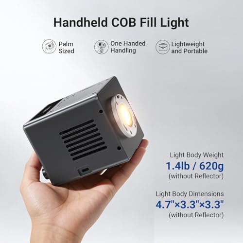 NEEWER 60W Mini LED Video Light with 50Wh Battery/100W PD Fast Charging, APP/2.4G Control/NFC, Bi Color Dimmable COB Studio Continuous Output Lighting 44,800 lux/1m 2700-6500K CRI97+ 12 Scenes, HB60B