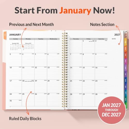 SUNEE 2027 Appointment Book, Quarter-Hourly, Weekly Monthly Planner, 8.5"x11",Pink Breeze