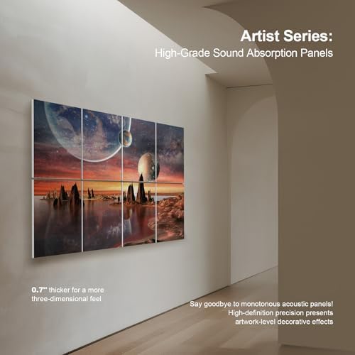 UMIACOUSTICS 8 Pcs 0.7Inch Thick Art Acoustic Panels Twice Thicker to other 0.35 Inch,Total 47.2” x 31.5” Decorative Acoustical Wall Panels for Home, Office, Hotel, Stars Shine-Brightly