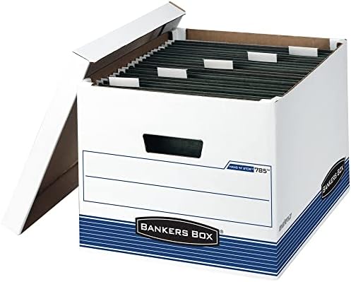 Bankers Box 4-Pack HANG'N'STOR Medium-Duty File Box, Letter/Legal, FastFold